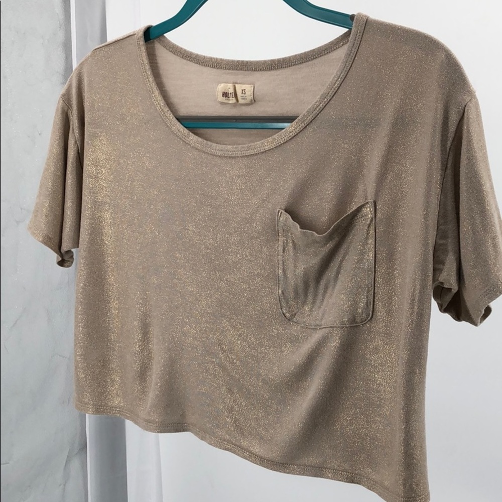 Hollister Gold Metallic Crop Top Size XS